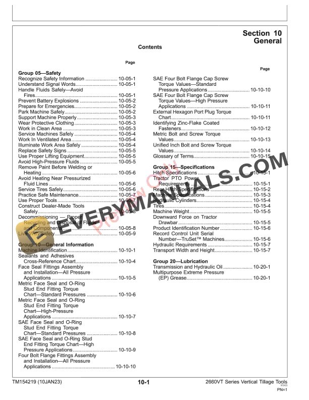 John Deere 2660VT Series Vertical Tillage Tools Technical Manual TM154219 10JAN23 5