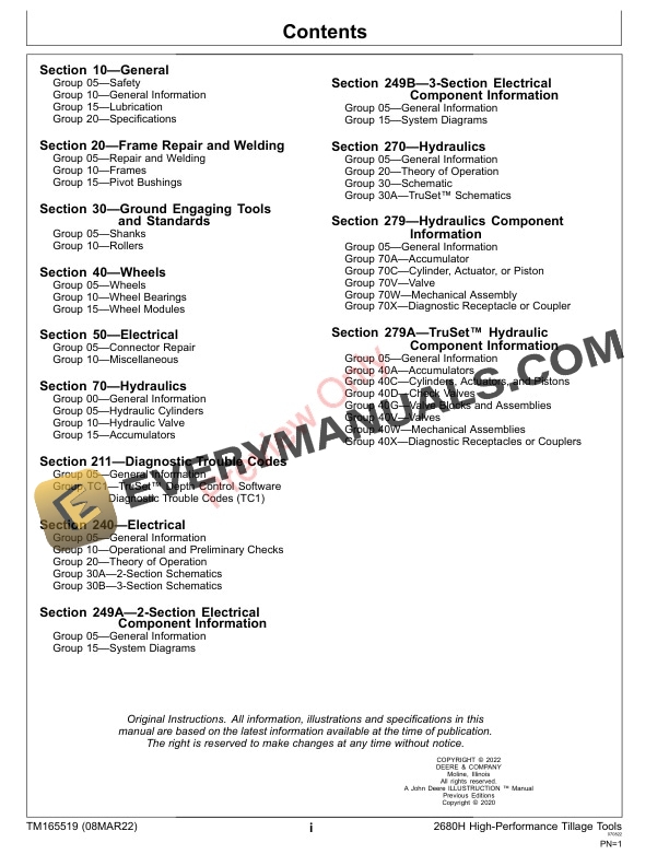 John Deere 2680H High Performance Tillage Technical Manual TM165519 08MAR22 3