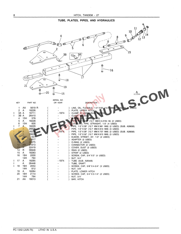 John Deere 27 Tandem Hitch Parts Catalog PC1342 01JUN75-4