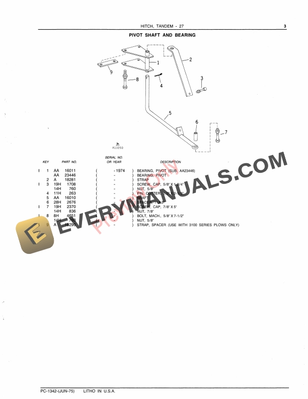 John Deere 27 Tandem Hitch Parts Catalog PC1342 01JUN75-5