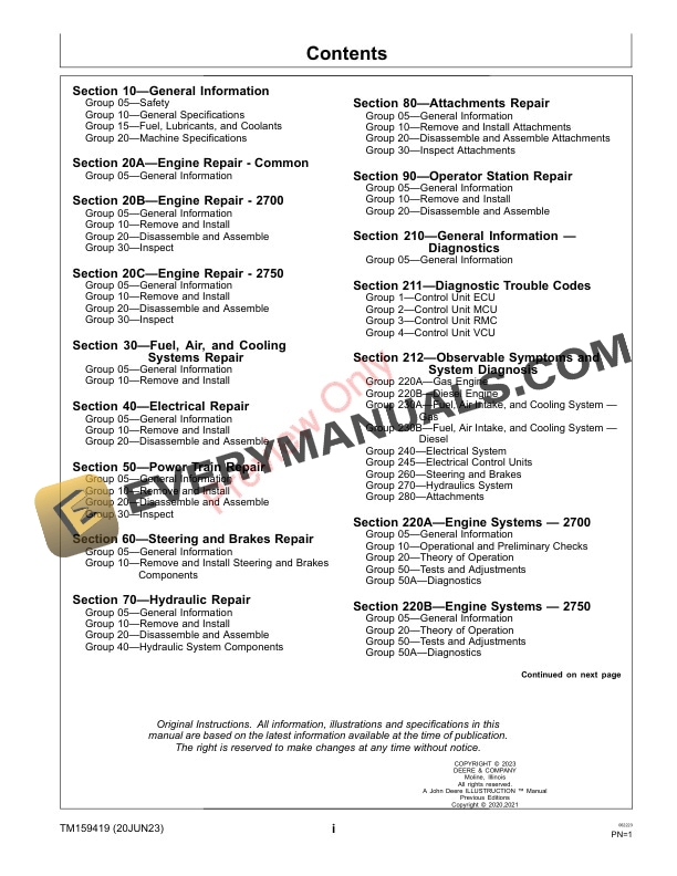 John Deere 2700 2750 PrecisionCut and 2700 2750 E Technical Manual TM159419 20JUN23 3