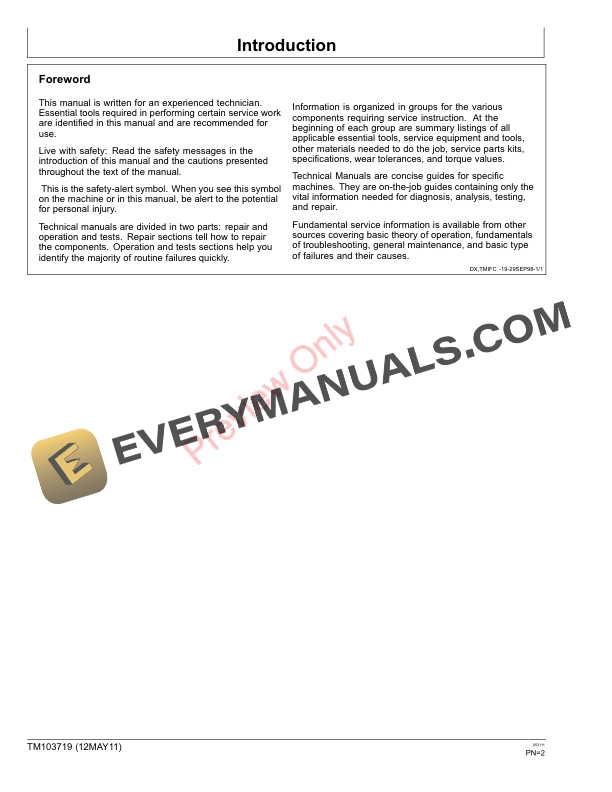 John Deere 2720 Compact Utiltiy Tractor 106005 Technical Manual TM103719 12MAY11 2