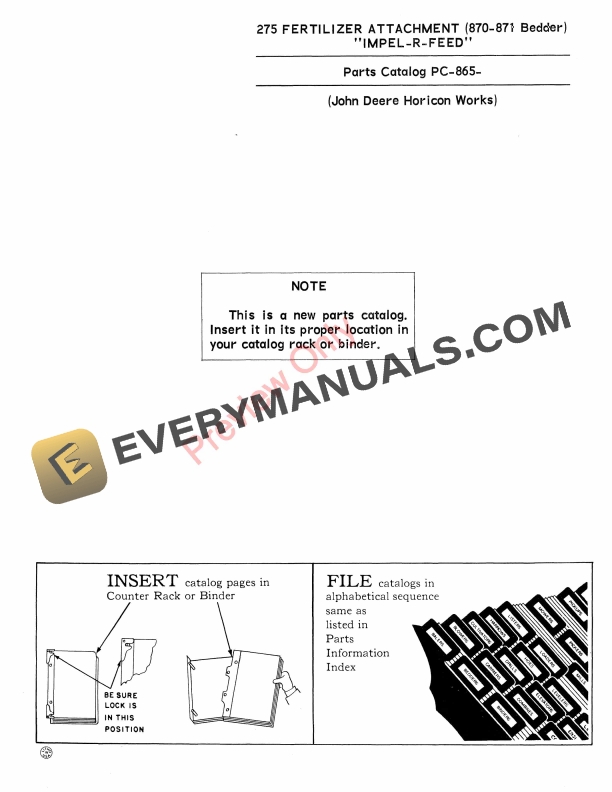 John Deere 275 Fertilizer Attachment – Impel-R-Feed Parts Catalog PC865 01JUN63-1