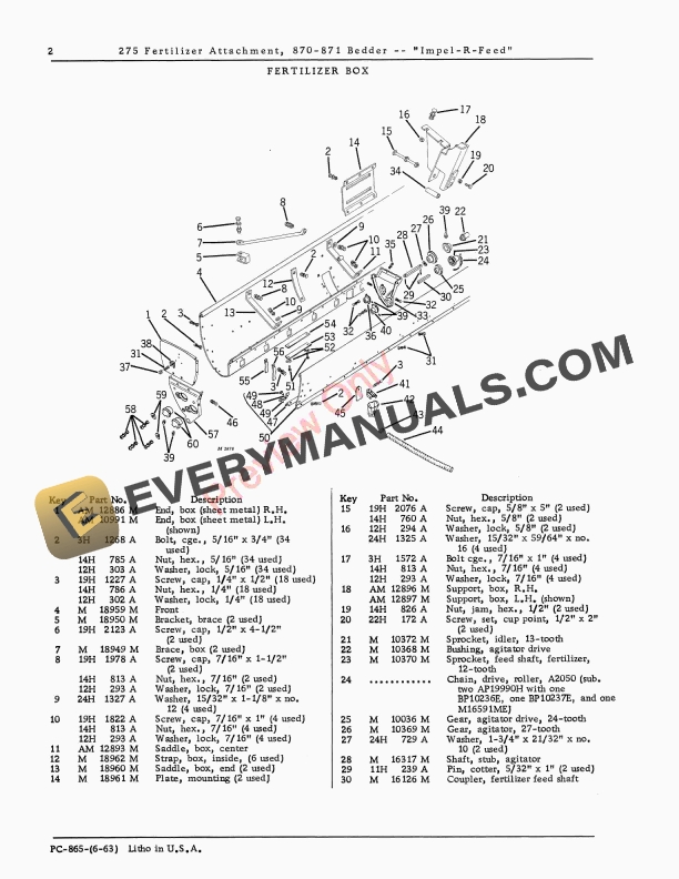 John Deere 275 Fertilizer Attachment - Impel-R-Feed Parts Catalog PC865 01JUN63 5 John Deere 275 Fertilizer Attachment – Impel-R-Feed Parts Catalog PC865 01JUN63-4