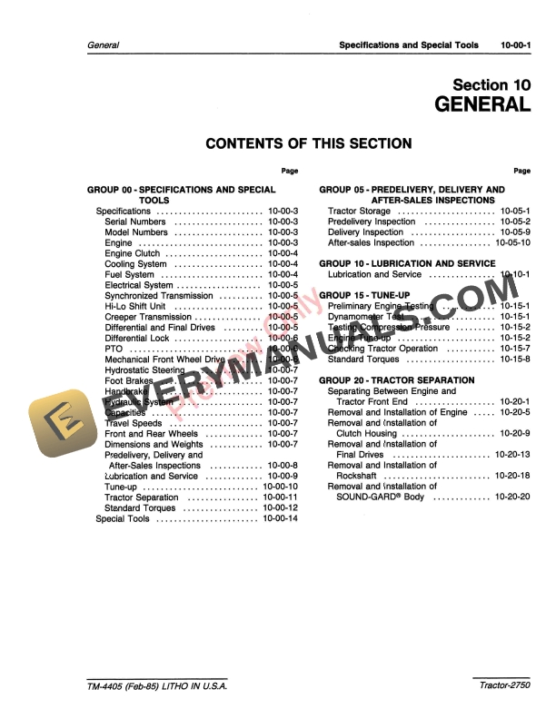 John Deere 2750 Tractor Technical Manual TM4405 01AUG86 5