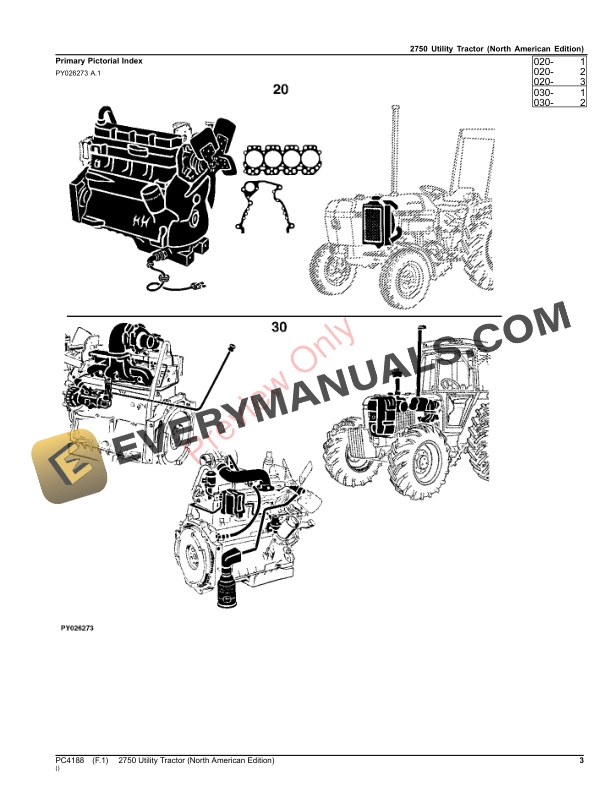 John Deere 2750 Utility Tractor Parts Catalog PC4188 03AUG23-3