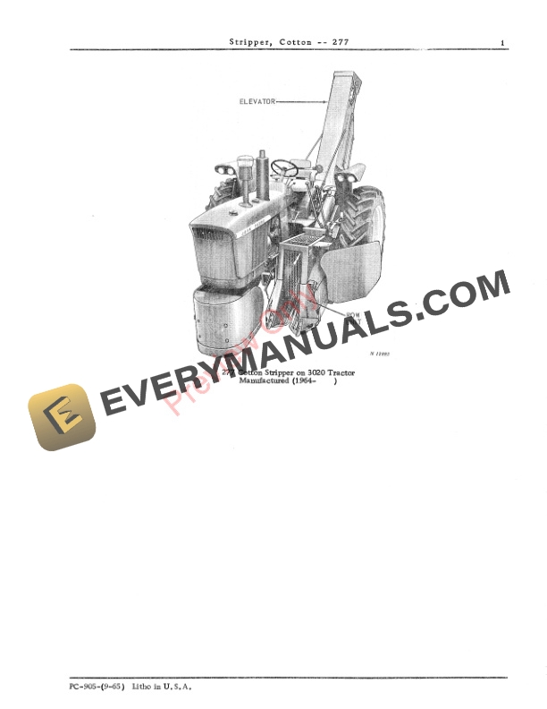 John Deere 277 Cotton Stripper Parts Catalog PC905 01SEP65-3
