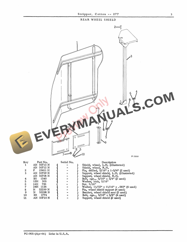 John Deere 277 Cotton Stripper Parts Catalog PC905 01SEP65-5
