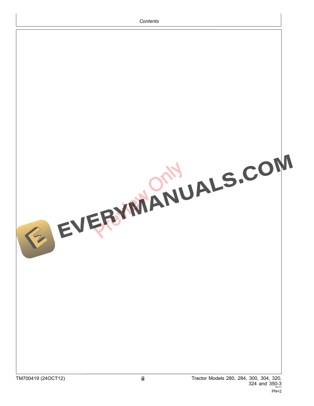 John Deere 280 284 300 304 320 324 and B350 Tractors Technical Manual TM700419 24OCT12 4