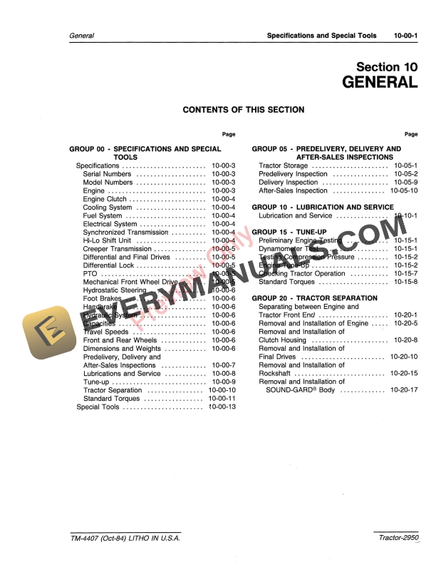 John Deere 2950 Tractor Technical Manual TM4407 01AUG86 5