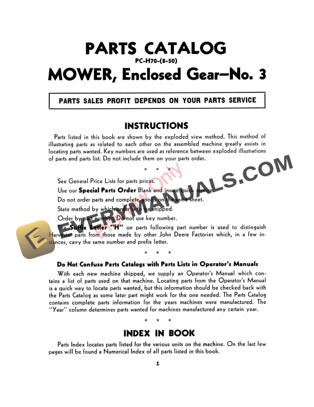 John Deere 3 Enclosed Gear Mower Parts Catalog PCH70 01AUG50-4