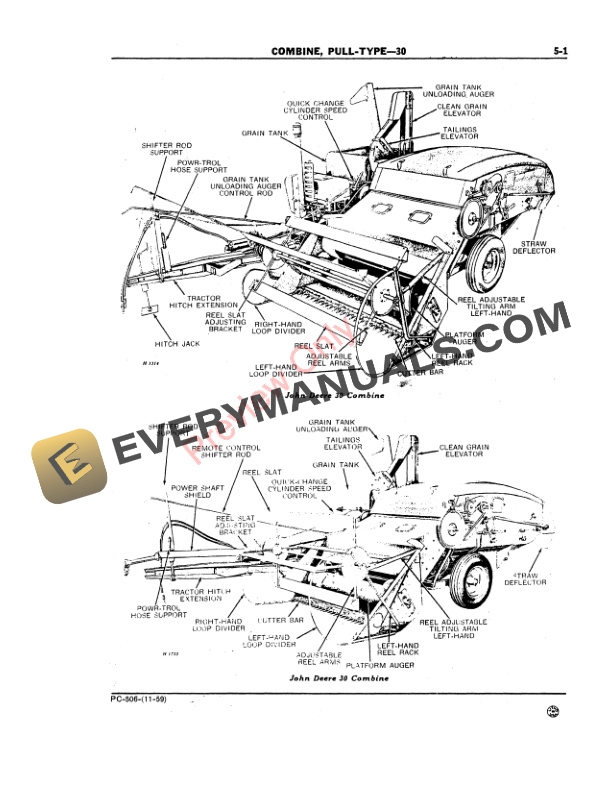 John Deere 30 Pull-Type Combine (7-Foot Cut) Parts Catalog PC506 01MAR68-3