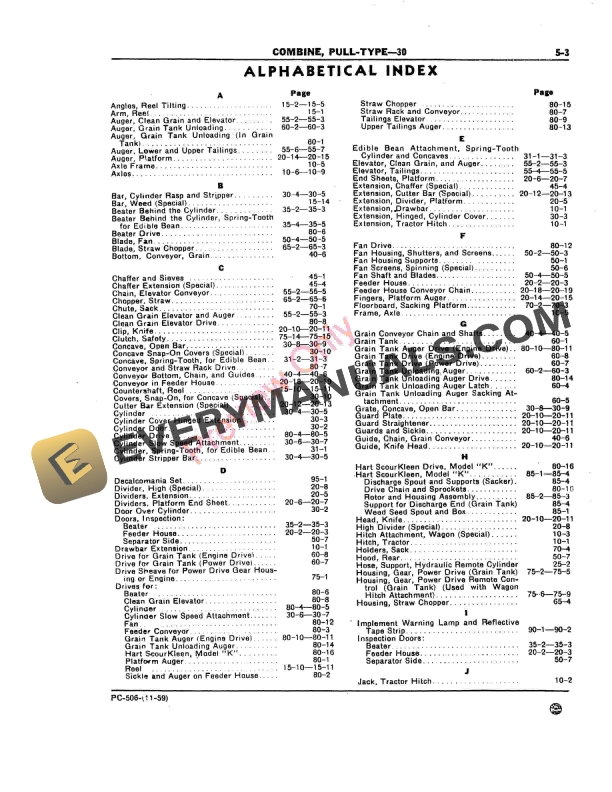 John Deere 30 Pull-Type Combine (7-Foot Cut) Parts Catalog PC506 01MAR68-5