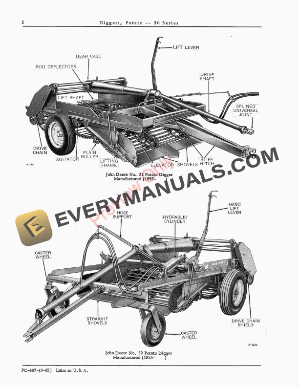 John Deere 30 Series Potato Digger, Stone Picker Attachment Parts Catalog PC467 01OCT64 5 John Deere 30 Series Potato Digger, Stone Picker Attachment Parts Catalog PC467 01OCT64-4