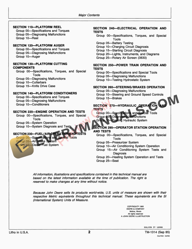 John Deere 300 3430 and 3830 Self Propelled Windrowers Technical Manual TM1314 18AUG93 4