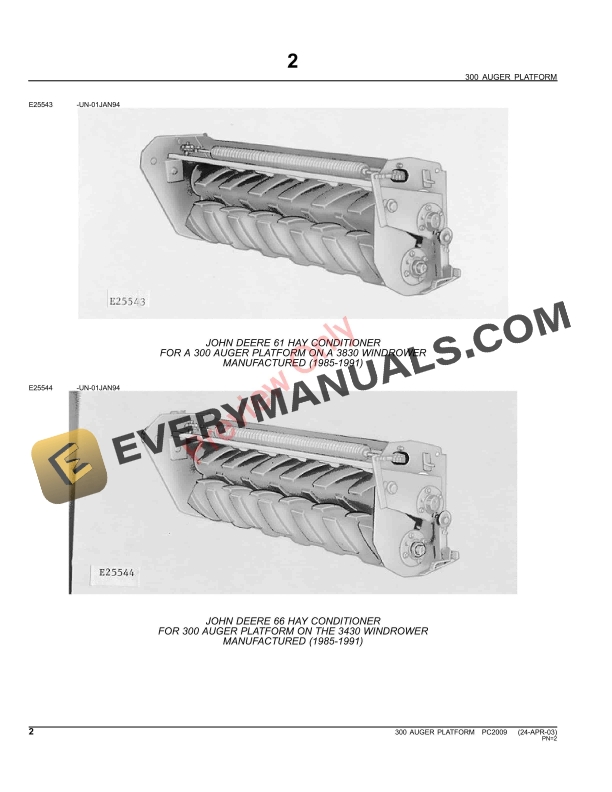 John Deere 300 Auger Platform Parts Catalog PC2009 11MAY11-4