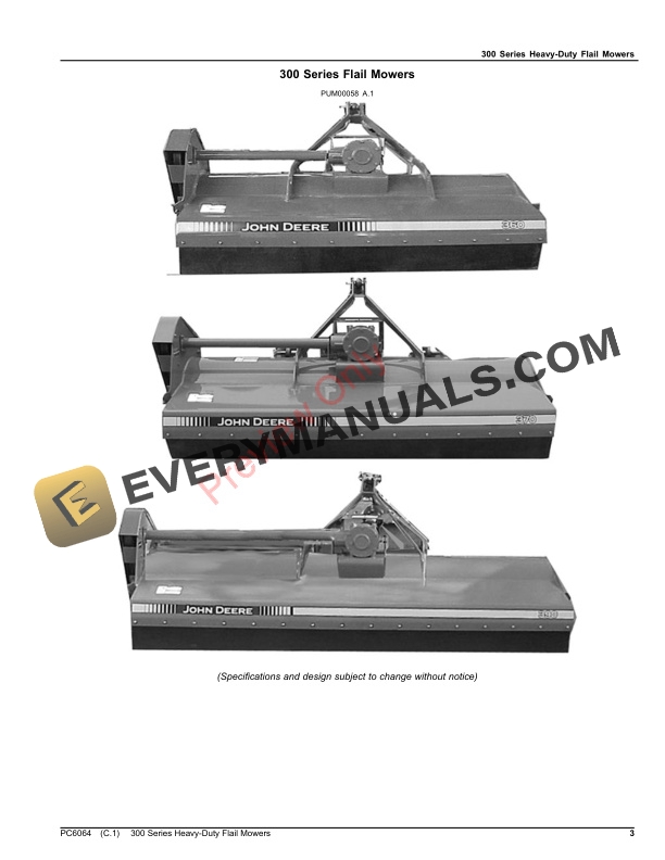 John Deere 300 Series Heavy-Duty Flail Mowers Parts Catalog PC6064 27MAY22-3