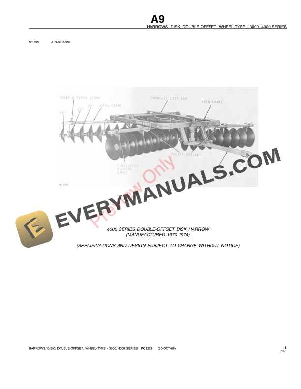 John Deere 3000, 4000 Series Double-Offset Disk Harrows Parts Catalog PC1203 02JUN11-3