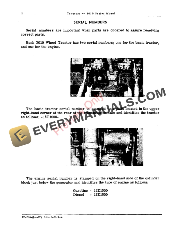 John Deere 3010 Series Wheel Tractors Parts Catalog PC736 01JUN67-4