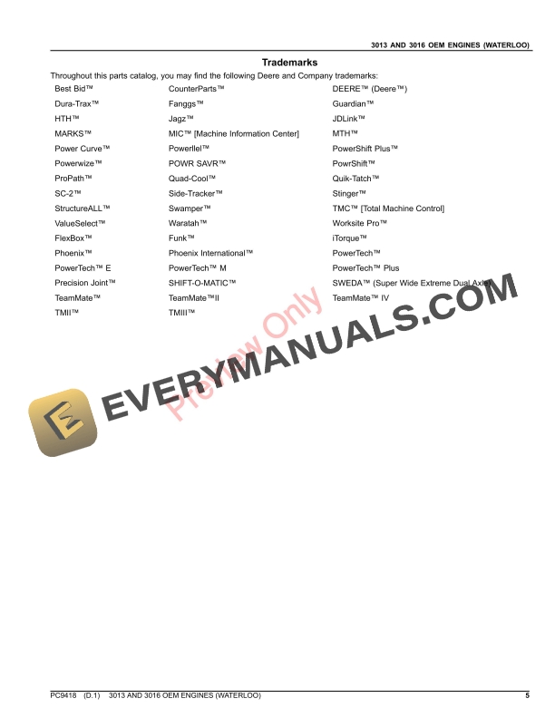 John Deere 3013 AND 3016 OEM ENGINES (WATERLOO) Parts Catalog PC9418 30JUN20-5