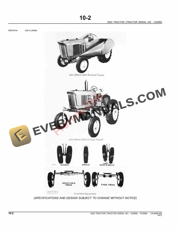 John Deere 3020 Utility Tractor Parts Catalog PC0858 11MAY11 4