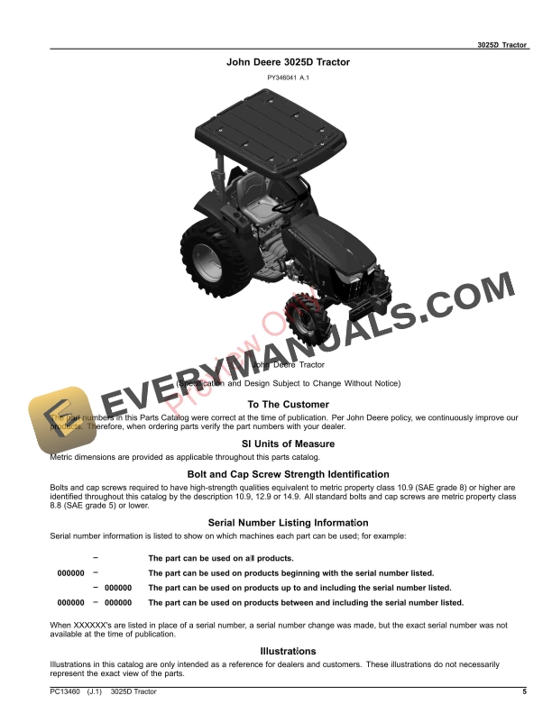 John Deere 3025D Tractor Parts Catalog PC13460 03SEP23-5