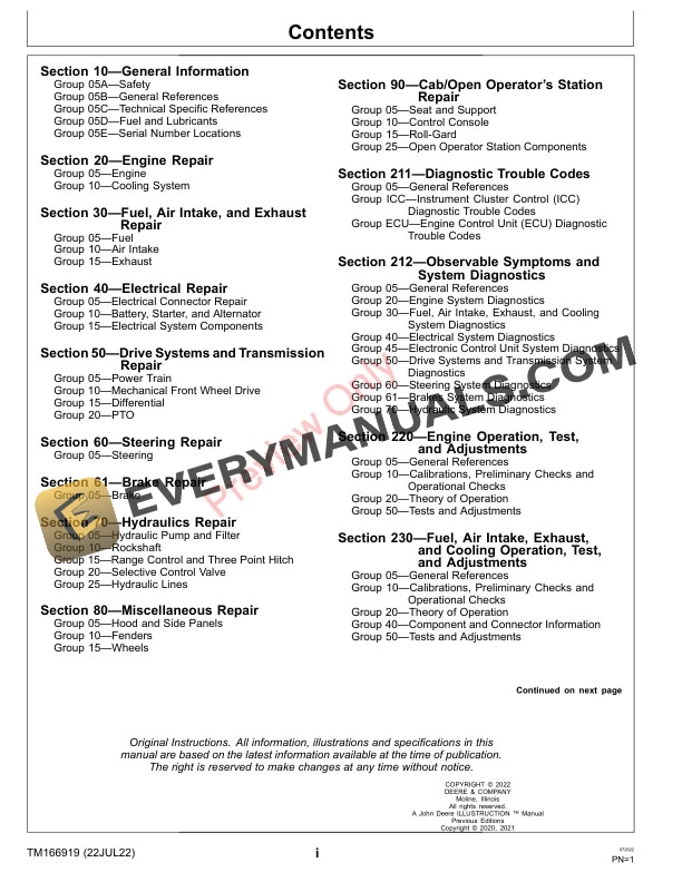 John Deere 3025E, 3032E, and 3038E Compact Utility Tractors Technical Manual TM166919 22JUL22 5 John Deere 3025E 3032E and 3038E Compact Utility Tractors Technical Manual TM166919 22JUL22 3