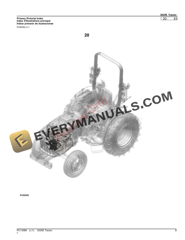 John Deere 3025E Tractor Parts Catalog PC13088 25JUL23-3
