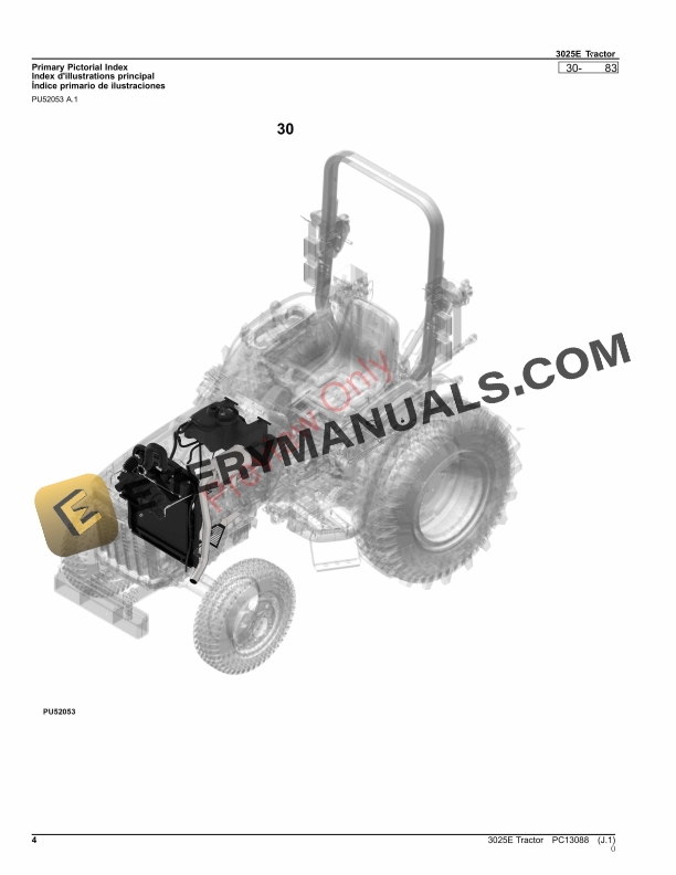 John Deere 3025E Tractor Parts Catalog PC13088 25JUL23-4