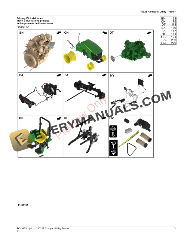 John Deere 3032E Compact Utility Tractor Parts Catalog PC13425 07NOV23-3