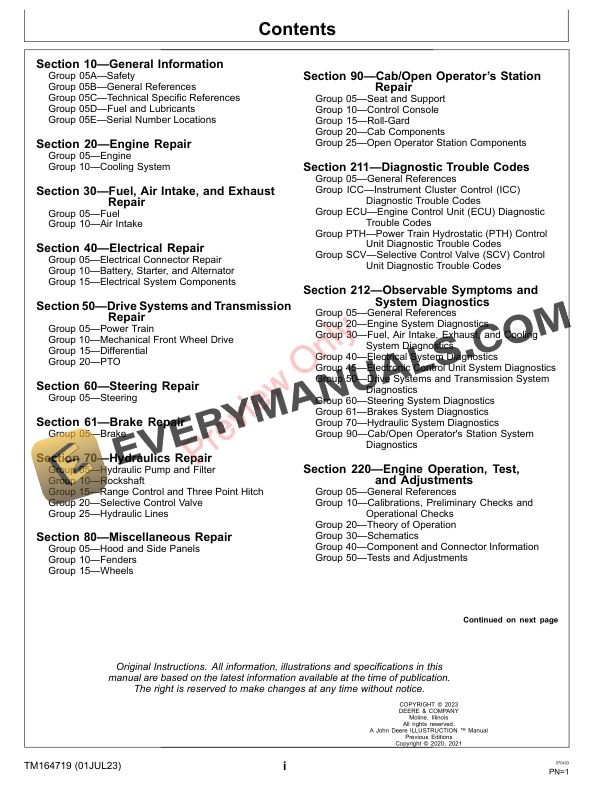 John Deere 3033R 3039R and 3046R Compact Utility Tractors and Manual L000001 Technical Manual TM164719 01JUL23 3