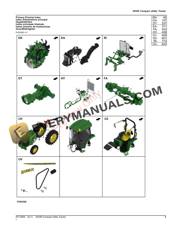 John Deere 3033R Compact Utility Tractor Parts Catalog PC13854 19NOV23-3