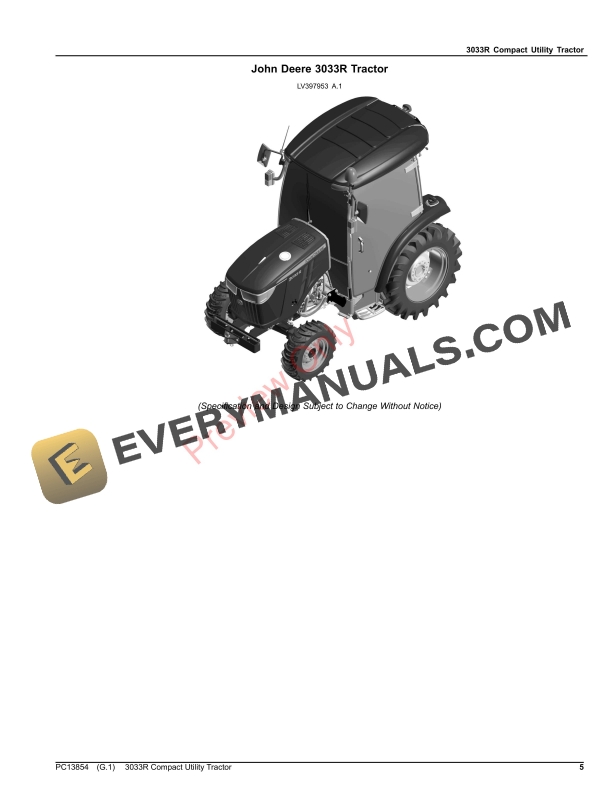 John Deere 3033R Compact Utility Tractor Parts Catalog PC13854 19NOV23-5