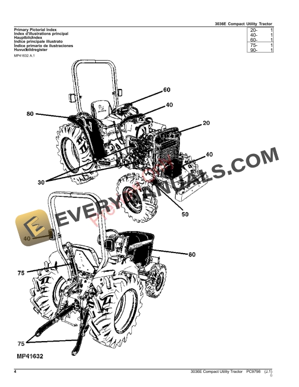 John Deere 3036E Compact Utility Tractor Parts Catalog PC9798 26NOV23-4