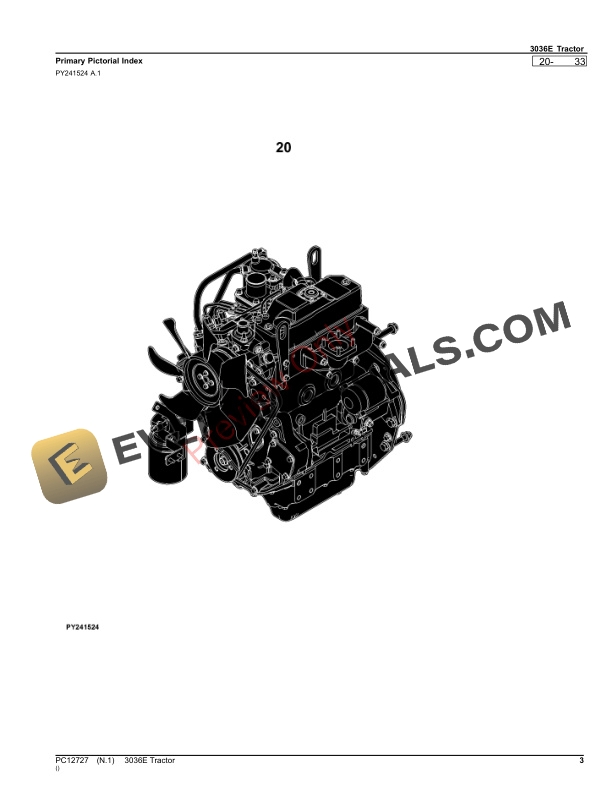 John Deere 3036E Tractor Parts Catalog PC12727 09OCT23-3