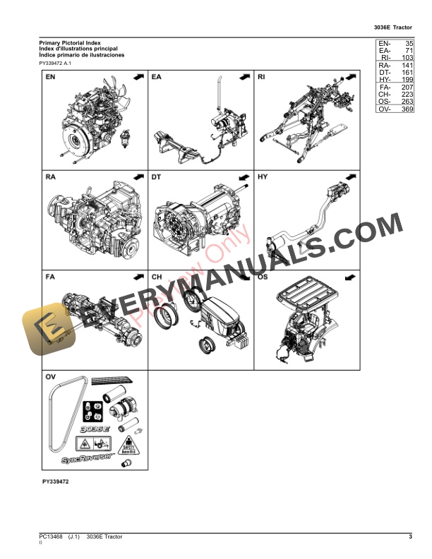 John Deere 3036E Tractor Parts Catalog PC13468 12OCT23-3