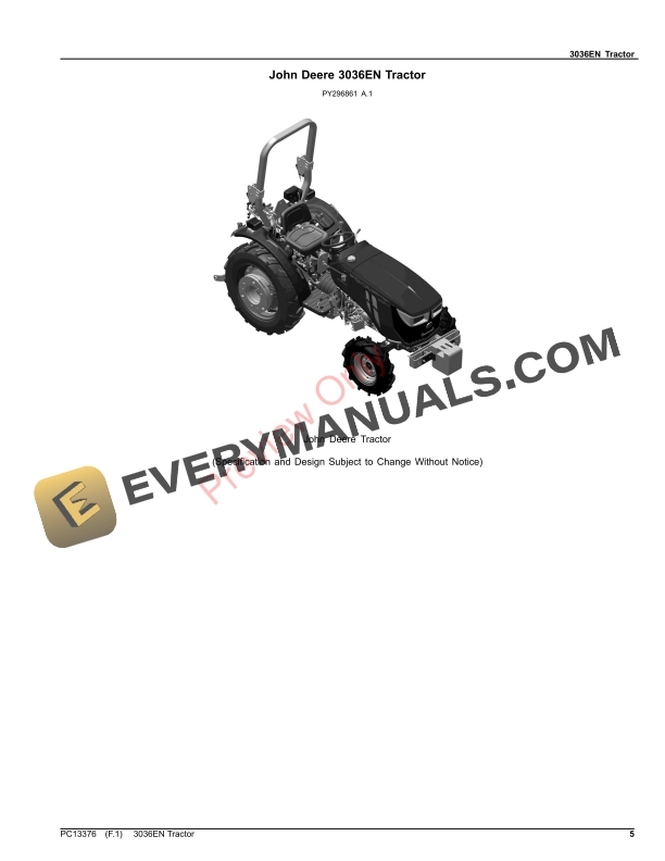 John Deere 3036EN Tractor Parts Catalog PC13376 08SEP23-5