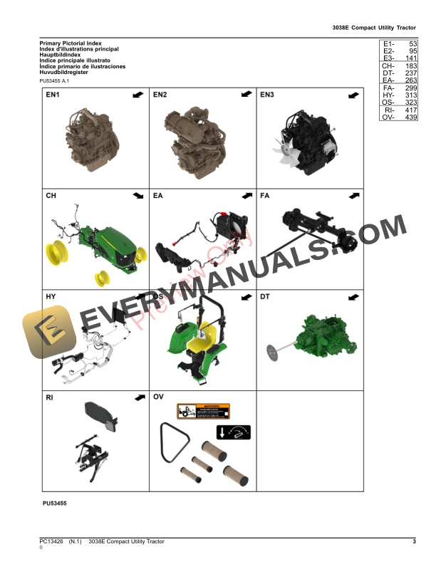 John Deere 3038E Compact Utility Tractor Parts Catalog PC13426 07NOV23-3