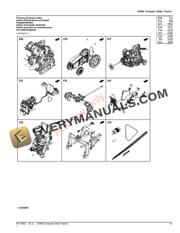 John Deere 3038E Compact Utility Tractor Parts Catalog PC13853 14FEB23-3