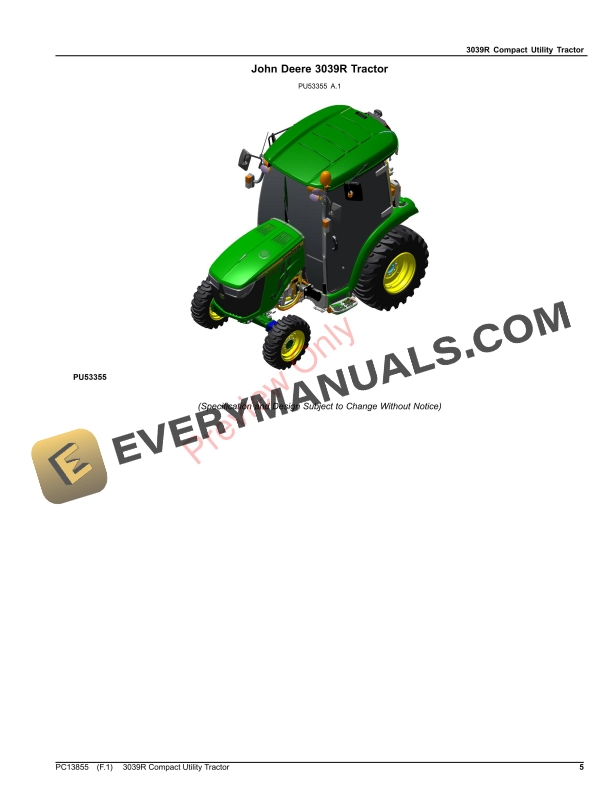 John Deere 3039R Compact Utility Tractor Parts Catalog PC13855 19NOV23-5