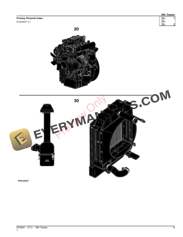 John Deere 304 Tractor Parts Catalog PC4641 25FEB20-3