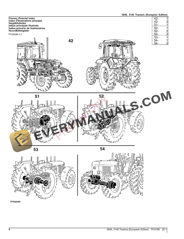 John Deere 3040, 3140 Tractors Parts Catalog PC4186 01AUG23-4