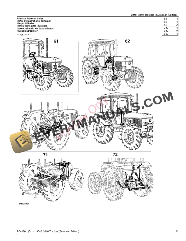 John Deere 3040, 3140 Tractors Parts Catalog PC4186 01AUG23-5