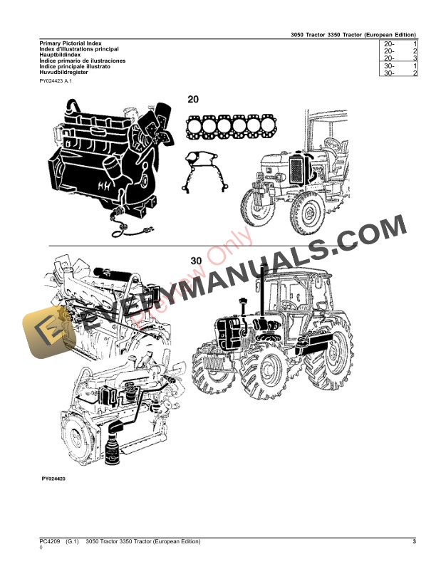 John Deere 3050, 3350 Tractors Parts Catalog PC4209 01AUG23-3