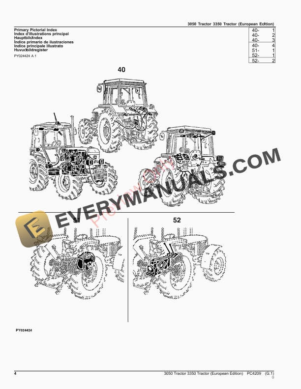 John Deere 3050, 3350 Tractors Parts Catalog PC4209 01AUG23-4