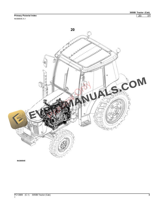 John Deere 3050B Tractor (Cab) Parts Catalog PC13889 22OCT21-3