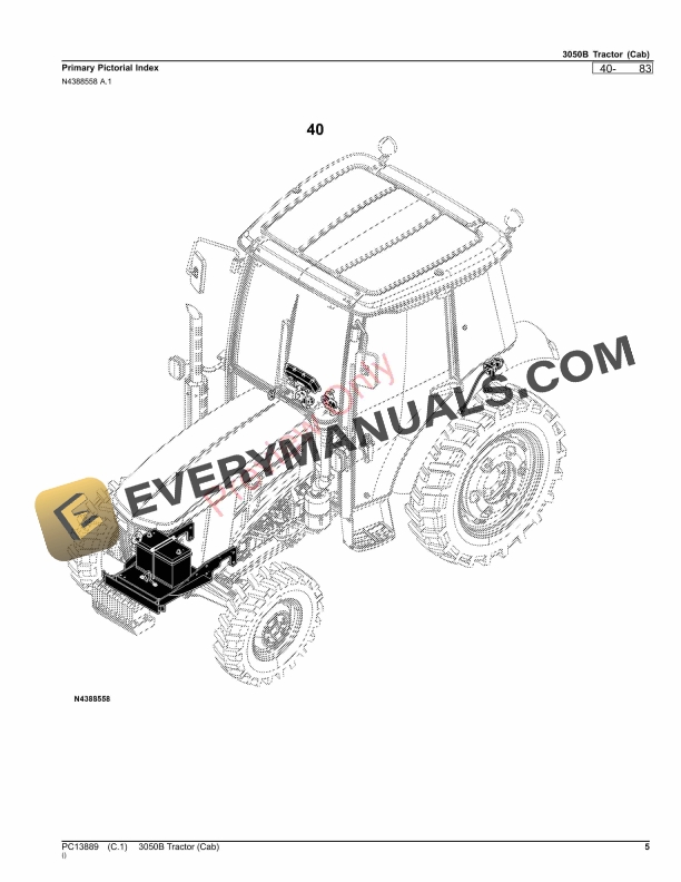 John Deere 3050B Tractor (Cab) Parts Catalog PC13889 22OCT21-5