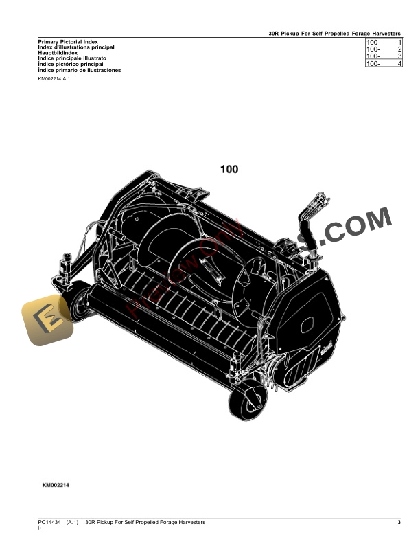 John Deere 30R Pickup For Self Propelled Forage Harvesters Parts Catalog PC14434 14NOV23 4 John Deere 30R Pickup For Self Propelled Forage Harvesters Parts Catalog PC14434 14NOV23-3