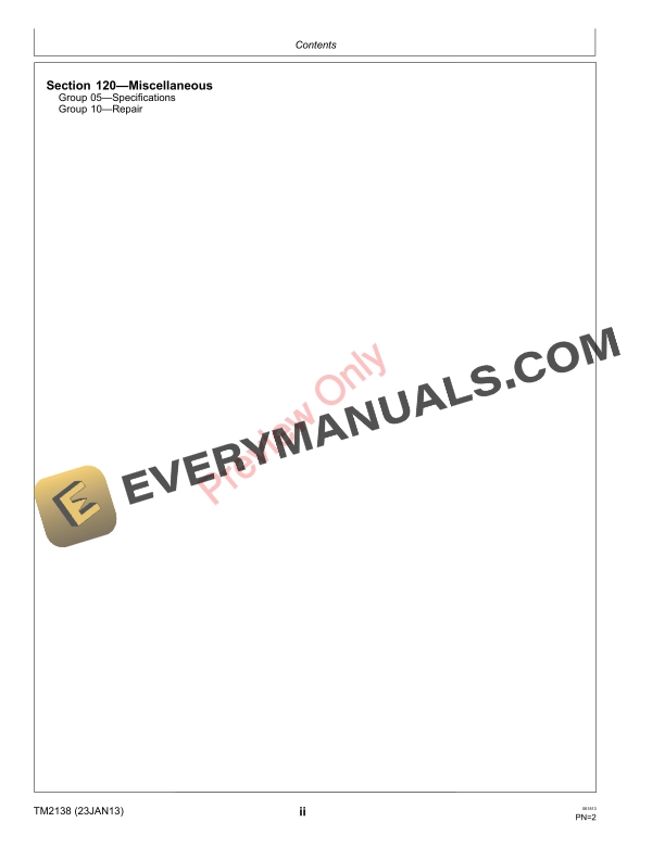 John Deere 3120 3320 3520 and 3720 Compact Utility Tractor wo Cab Technical Manual TM2138 23JAN13 4