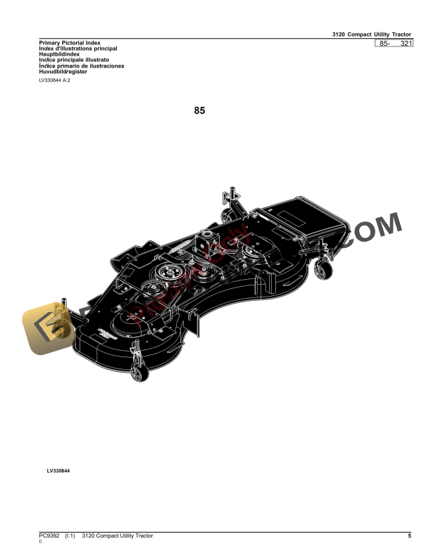John Deere 3120 COMPACT UTILITY TRACTOR Parts Catalog PC9392 22OCT23-5